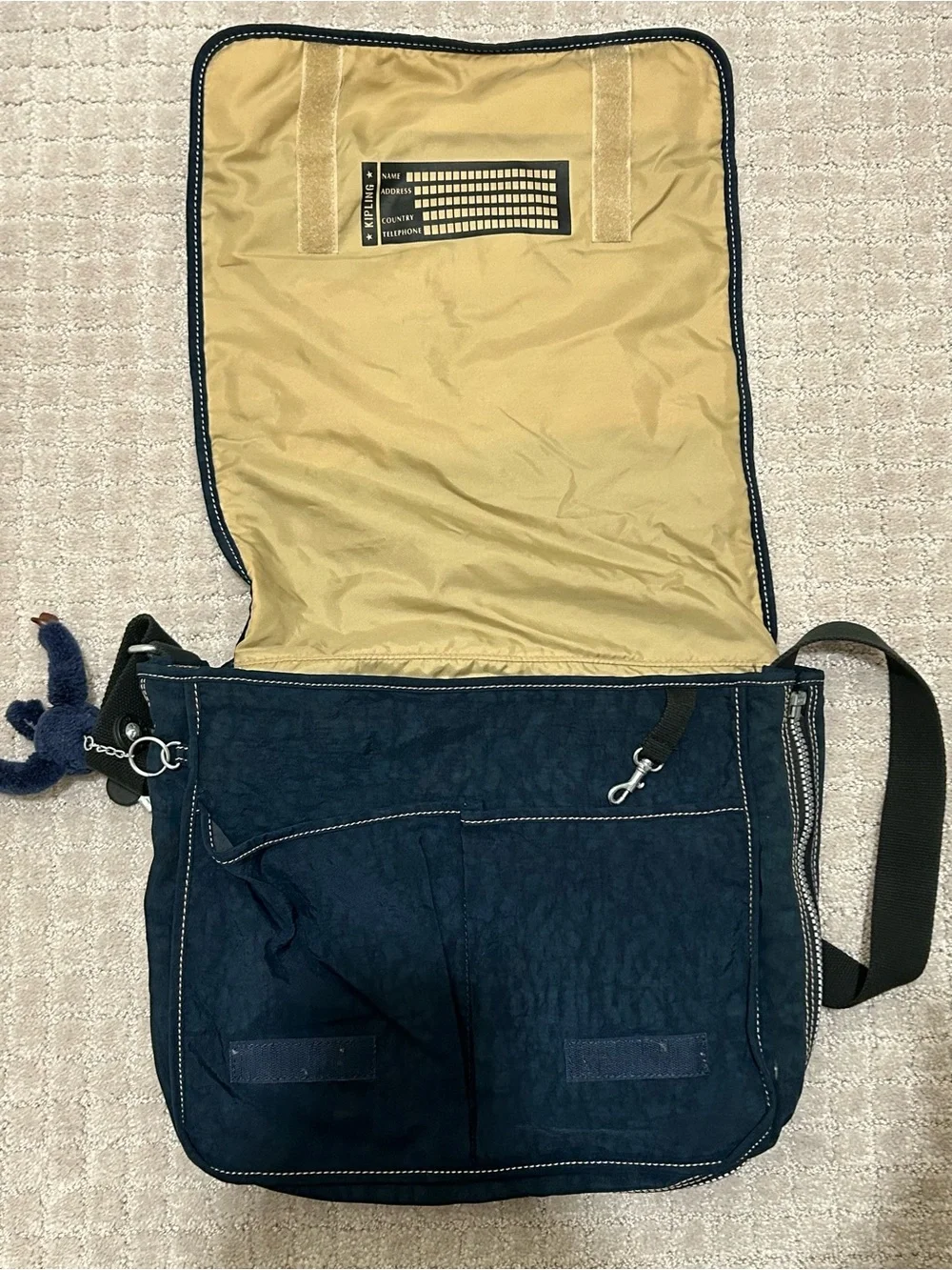 Kipling Navy Blue Men's Messenger Bag with Zip Pocket